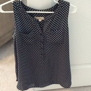 Loft navy and white print sleeveless top.